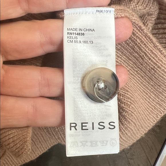 REISS KELIS CASHMERE BLEND CAMEL CARDIGAN BUTTON-DOWN CHIC STYLISH NWT size XS - Picture 5 of 9
